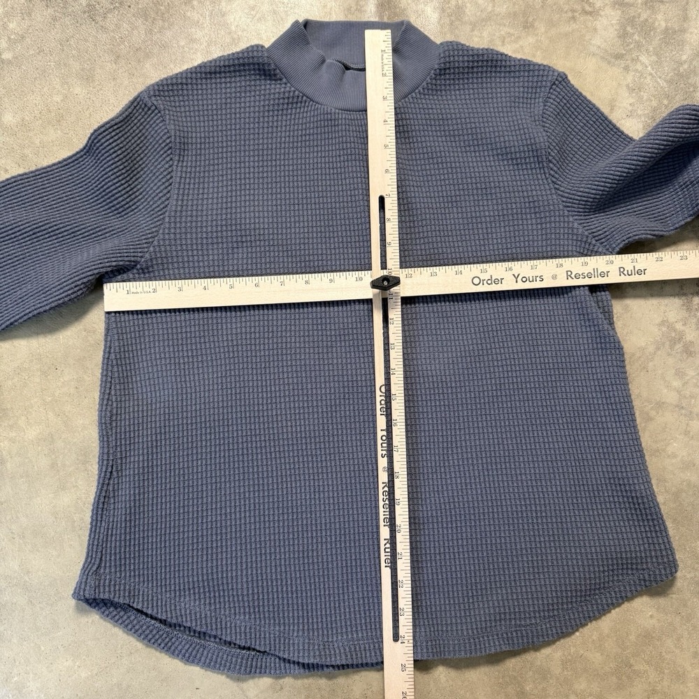 Madewell Waffle Knit Mockneck Sweatshirt Womens Large Sunfaded Indigo Blue - Picture 4 of 9